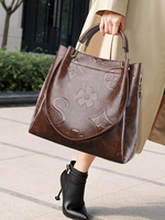 Nouveau sac à main vintage européen-américain en PU pour femme, sac seau de grande capacité avec design gaufré et doublure en polyester