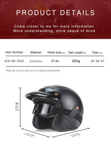 Casque de <span class=keywords><strong>moto</strong></span> rétro avec <span class=keywords><strong>masque</strong></span> 3/4, demi-visage en <span class=keywords><strong>cuir</strong></span>, casque classique, <span class=keywords><strong>Vintage</strong></span> - Product Image 6