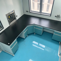 Table de travail de laboratoire murale Biantai en acier résistant à la corrosion avec armoires de rangement