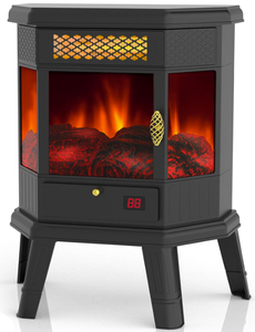Chauffage d'appoint infrarouge électrique portable sur pied, support TV, fonctionnement en anglais, pour usage domestique et hôtelier, prise US, matériau métallique - Product Image 1