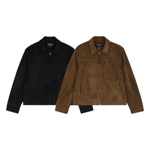 Veste Blouson Unisexe de Luxe en Polyester/Coton Marron Vintage Lavé à Fermeture Éclair Logo Personnalisé Disponible Premium Doux - Product Image 4