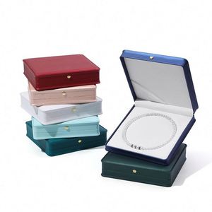 Wholesale Luxury Leather Fashion <b>Beige</b> <b>Storage</b> <b>Boxes</b> Ring Pendant Pearl Necklace Jewelry Gift Box - Product Image 2