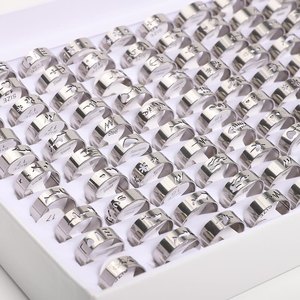 스테인리스 여성용 패션 커플 반지 세트 혼합 구성 티타늄 스틸 링 대용량 - Product Image 5