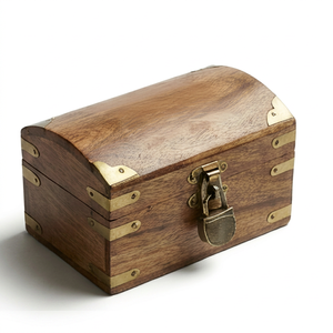 Boîte de rangement rectangulaire en bois pour jeux de cartes, compartiments verrouillables, couvercle sculpté, accessoires de jeu, taille personnalisée, artisanale, 3-6L - Product Image 1