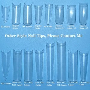 Cubierta acrílica francesa para <span class=keywords><strong>uñas</strong></span>, Punta curva Xxl C, recta, transparente, larga, cónica, cuadrada, transparente, 500 Uds. - Product Image 6