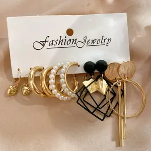 Pendientes de aro de perlas naturales impermeables para mujer, pendientes de gota de acero inoxidable, aretes de perlas chapados en oro de 18K