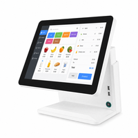Terminal de point de vente à écran tactile capacitif 15,6 pouces tout-en-un, caisse enregistreuse Intel I3 8 Go 128 Go SSD Windows Blanc JSJ62K Wi-Fi 6 1366x768