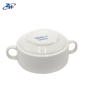 Ciotola per Zuppa in Ceramica con Doppio Manico, Stile Americano, Rotonda, Bianca, Personalizzabile, Set da 2-3 Pezzi - Product Image 3
