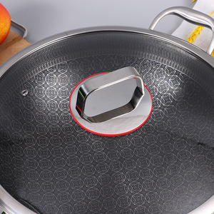 Poêle à frire <span class=keywords><strong>en</strong></span> nid d'abeille <span class=keywords><strong>en</strong></span> acier inoxydable <span class=keywords><strong>18</strong></span>/<span class=keywords><strong>10</strong></span> de qualité alimentaire, poêle à <span class=keywords><strong>Wok</strong></span> antiadhésive avec une seule poignée - Product Image 6