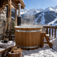 Sauna et bain à remous extérieur combinés Warmfire pour 2 personnes, 60 gallons+, idéal appartement, parc, salle de sport, avec chauffage au bois 6KW en acier inoxydable