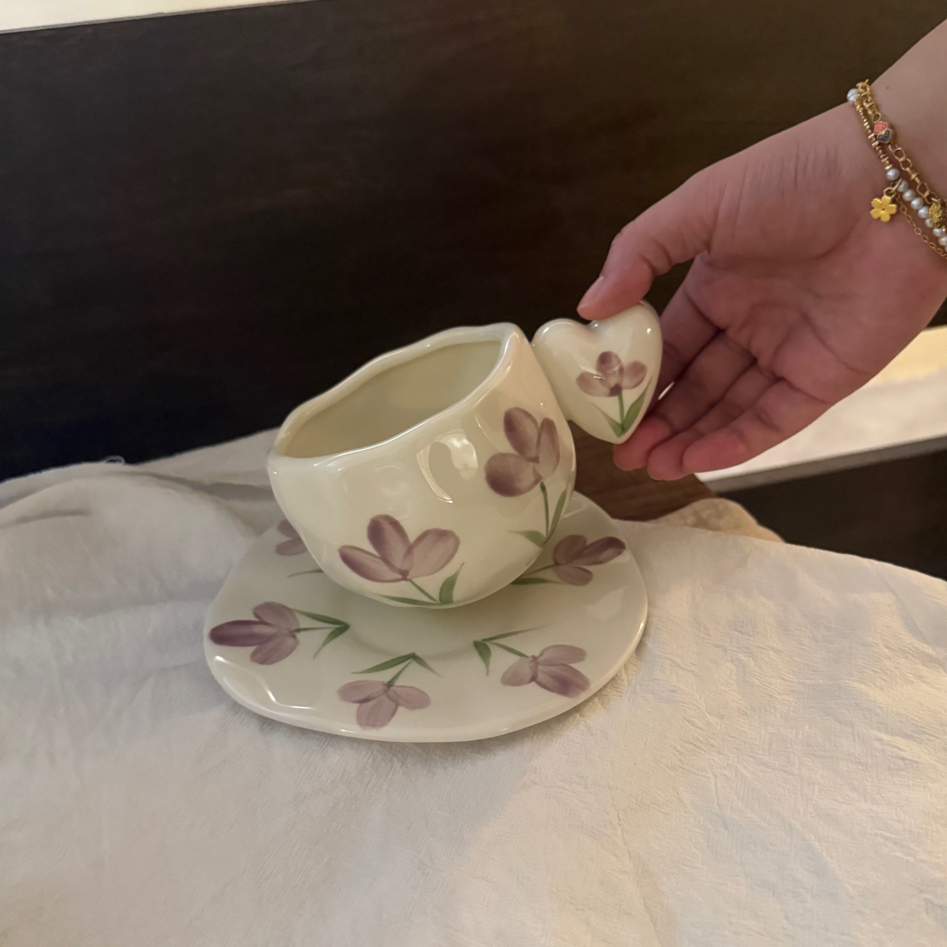 Taza tulipán morado 300ml platillo 16cm