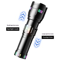 Lampe torche rechargeable à longue autonomie avec zoom télescopique, lumière laser, batterie 18650, lumière puissante pour l'extérieur
