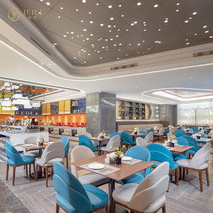 JEILI Ensemble de mobilier de restaurant moderne en bois carré, solution clé en main pour hôtels, buffets et cafés, comprenant table et chaises - Product Image 2