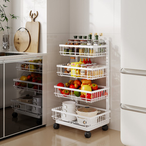 4 Camadas Ajustáveis Móveis Duráveis Rust Resistant Metal Trolley Prateleira De Armazenamento Rack 360 Rodas Rotativas Casa Cozinha Escritório - Product Image 4