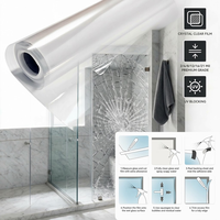 1PC Film de Sécurité pour Fenêtre sur Mesure 2/4/8/12/16/21 Mil, Transparent, Auto-Adhésif, en PET, Anti-Éclatement, Protection pour Vitres de Bâtiment