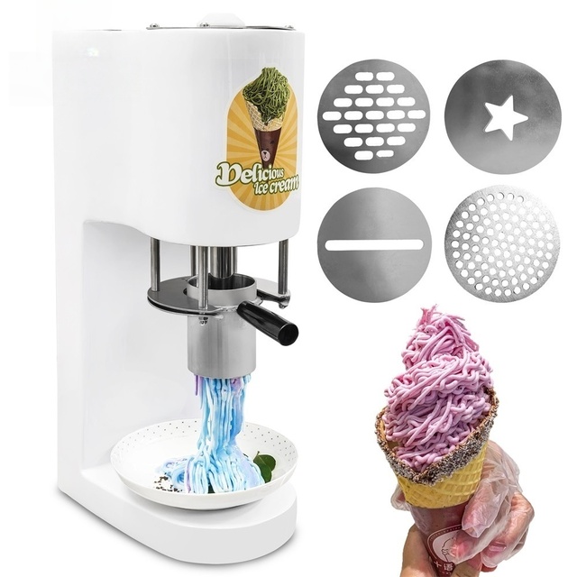 JUYOU Small Table Mini Spaghetti Ice Cream Maker Multi-Shape Soft Ice Cream Making Machine