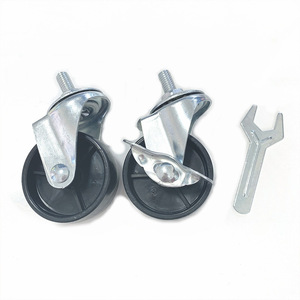 Ruedas giratorias con freno, vástago roscado de 1-3 pulgadas, ruedas ligeras para carros de muebles, rodamientos de bolas de metal gris - Product Image 1