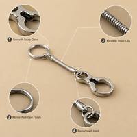 Porte-clés en alliage de zinc argenté avec chaîne serpent, fermoir mousqueton, anneau de clé fendu, anneau de jonction métallique à pression, support de clés, breloque pour bijoux DIY, USB