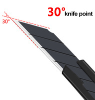Couteau utilitaire en métal Jialin Mini 9 mm avec lame en acier inoxydable - Noir électroplaqué - Coupe-boîte à lame détachable pour une découpe précise du papier