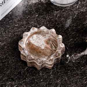 Vente en gros de cendrier moderne français de luxe en travertin et marbre noir et or naturel avec lumière pour la décoration intérieure - Product Image 3