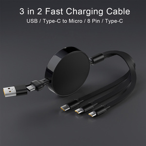 <span class=keywords><strong>Câble</strong></span> de charge rapide 66W OEM 5 en 1 plat double rétractable <span class=keywords><strong>USB</strong></span>/<span class=keywords><strong>Type</strong></span>-<span class=keywords><strong>C</strong></span> vers <span class=keywords><strong>Micro</strong></span>/8 broches/<span class=keywords><strong>Type</strong></span>-<span class=keywords><strong>C</strong></span> pour iPhone Samsung Téléphone portable - Product Image 2