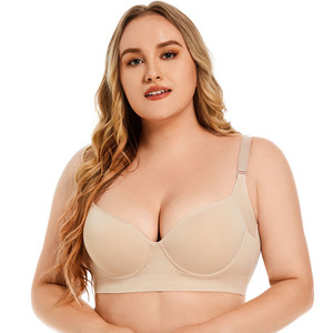 Sujetador deportivo de talla grande con soporte alto, cobertura total, sin costuras, para mujer, sexy, con aros, minimizador, lencería, que suaviza la espalda - Product Image 1