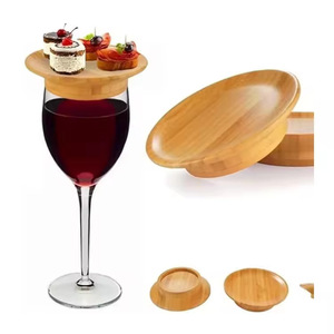 Couvre-verres à vin en bambou pour plateaux à snacks, style rustique écologique, lot de 4 - Product Image 5