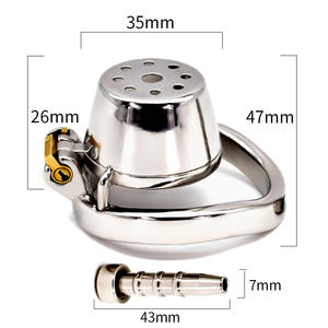 FRRK เซ็กซ์ทอย BDSM ขนาด4.7ซม.,ปลั๊กสแตนเลส304พร้อมอุปกรณ์ที่มีความบริสุทธิ์กรงไก่สั้นกรงโลหะบริสุทธิ์สำหรับผู้ชาย - Product Image 6