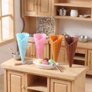 Mini cornets de crème glacée artificiels en PVC de 60 mm, modèles de simulation alimentaire, breloques pour slime DIY, accessoires décoratifs pour la présentation d'artisanat pour enfants - Product Image 4