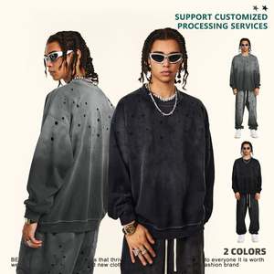 Sudadera lavada con ácido de gran tamaño para hombre de peso pesado Boxy Crop Vintage 410GSM Impresión de logotipo personalizado Tela de punto de invierno - Product Image 3