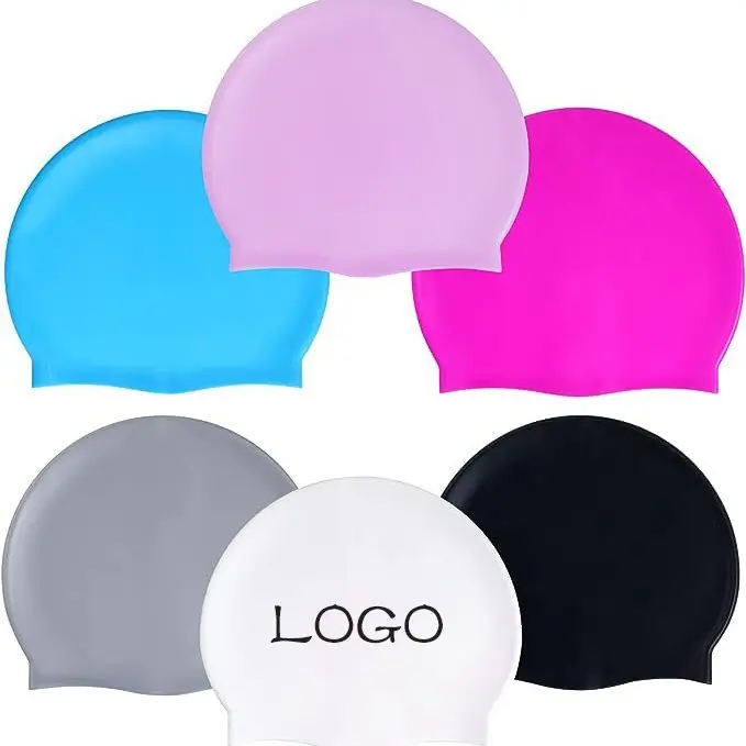 günstig klassisch Unisex individuell Schwimmen Silikon Schwimmmütze Sportkappen Logo bedruckt geeigneter nahtloser Hut