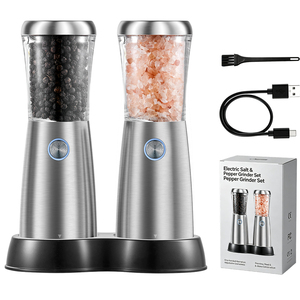 High Quality Sustainable Metal Salt & <b>Pepper</b> Mills External Adjustable Type-C Salt and <b>Pepper</b> With Led Light - Product Image 1