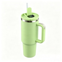 Gobelet isotherme en acier inoxydable de 40 oz avec poignée et paille, tasse de voiture pour boissons chaudes et froides, mug de voyage anti-fuite, cadeau motif floral