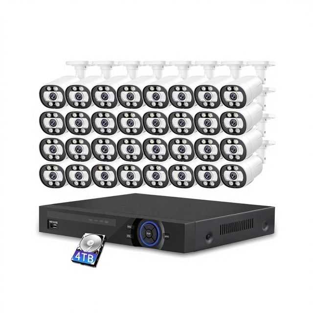 H.265 36CH 5MP POE Camera System Security Surveillance Protection NVR Face Detect Outdoor Two-way Audio Record Kit
