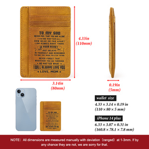 Porte-cartes de crédit RFID portefeuille de cartes d'identité en cuir <span class=keywords><strong>Crazy</strong></span> Horse mince avec souhaits de papa/maman pour fils poche avant minimaliste - Product Image 4