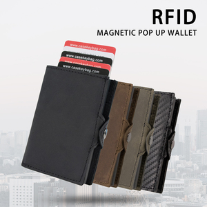 New Arrival Multifunction Slim Minimalist Genuine Leather Anti-theft Pop up <b>Wallet</b> RFID Blocking Smart Card <b>Holder</b> for Men - Product Image 3