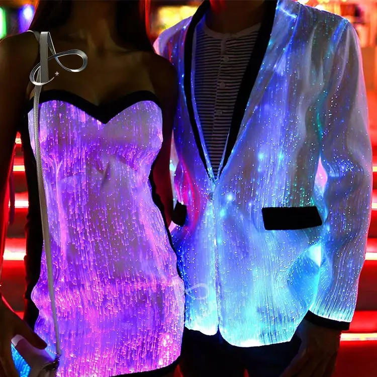 OEM Hot LED sợi quang vải Led trang phục sợi quang quần áo ánh sáng lên ăn mặc tùy chỉnh thiết kế