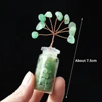 Bouteille à vœux en cristal naturel écologique, pierre concassée, arbre à argent, décoration de bureau à domicile, arbre de la richesse, petit ornement
