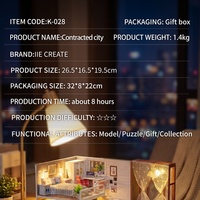 IIECREATE K-028 Kit de Casa de Muñecas en Miniatura de Madera 3D para Armar - Juguete Educativo para Construcción de Ciudades
