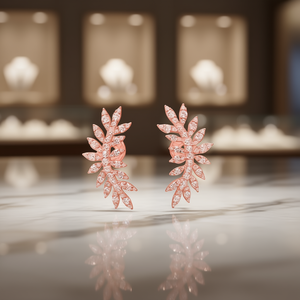 Pendientes E2143 de oro rosa con cristales de imitación en forma de planta para mujer, joyería de fiesta, estilo romántico - Product Image 2