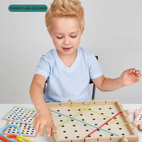 New Design Montessori Children's Wooden Fine Motor Skills Kid's Threading Board Game Educational Lacing Activity Toys