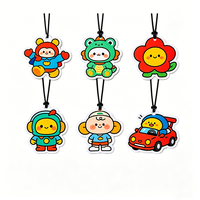 Désodorisant de voiture suspendu personnalisé avec personnage de dessin animé mignon, parfum en papier imprimé sur mesure, animaux et fleurs Kawaii, parfum pour voiture