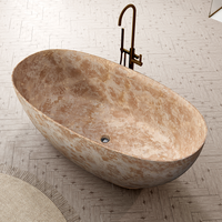 Baignoire ovale en pierre artificielle de style rétro, finition couleur marbre, luxe léger, nouveau style, pour hôtel.
