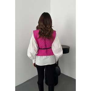 Conjunto de Camisa y Poncho con Cinturón Color Fucsia para Mujer al por Mayor, Chalecos y Cinturones - Product Image 1