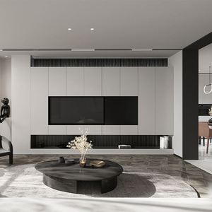 Mueble para TV de Melamina con Cristal, Diseño Simple, Partición de Madera Contrachapada, Mueble Flotante para TV de Salón Moderno 2023 - Product Image 1