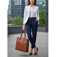Ensemble de costumes professionnels pour femmes, dernière tendance, blazer court en coton uni, pantalon, 2 pièces, coupe ajustée, respirant, tenue de bureau pour l'automne