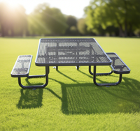 Tables et chaises de bord de mer carrées ADA OEM de 48 pouces, jardin/extérieur, acier métallique expansé, table de pique-nique en thermoplastique, banc