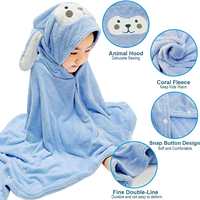 Ultra Soft Animal Design Hooded Towel Wrap Microfiber Hight Quality Hooded Kids Set Bath Towels