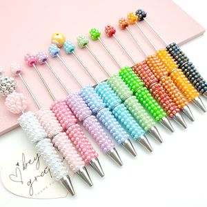 قلم حبر جاف من البلاستيك الكامل B7039 ، حبة مبهرجة يدوية ، هدية مكتب من حجر الراين الملونة الإبداعية سهلة الاستخدام - Product Image 6