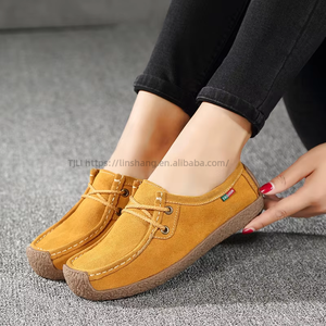 Women's European American Style Genuine Leather <b>Soft</b> Sole Slip-on Casual <b>Shoes</b> Flat Comfortable Mom <b>Shoes</b> Mom Style - Product Image 4